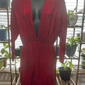 Elegant Red Long Sleeve Dress
